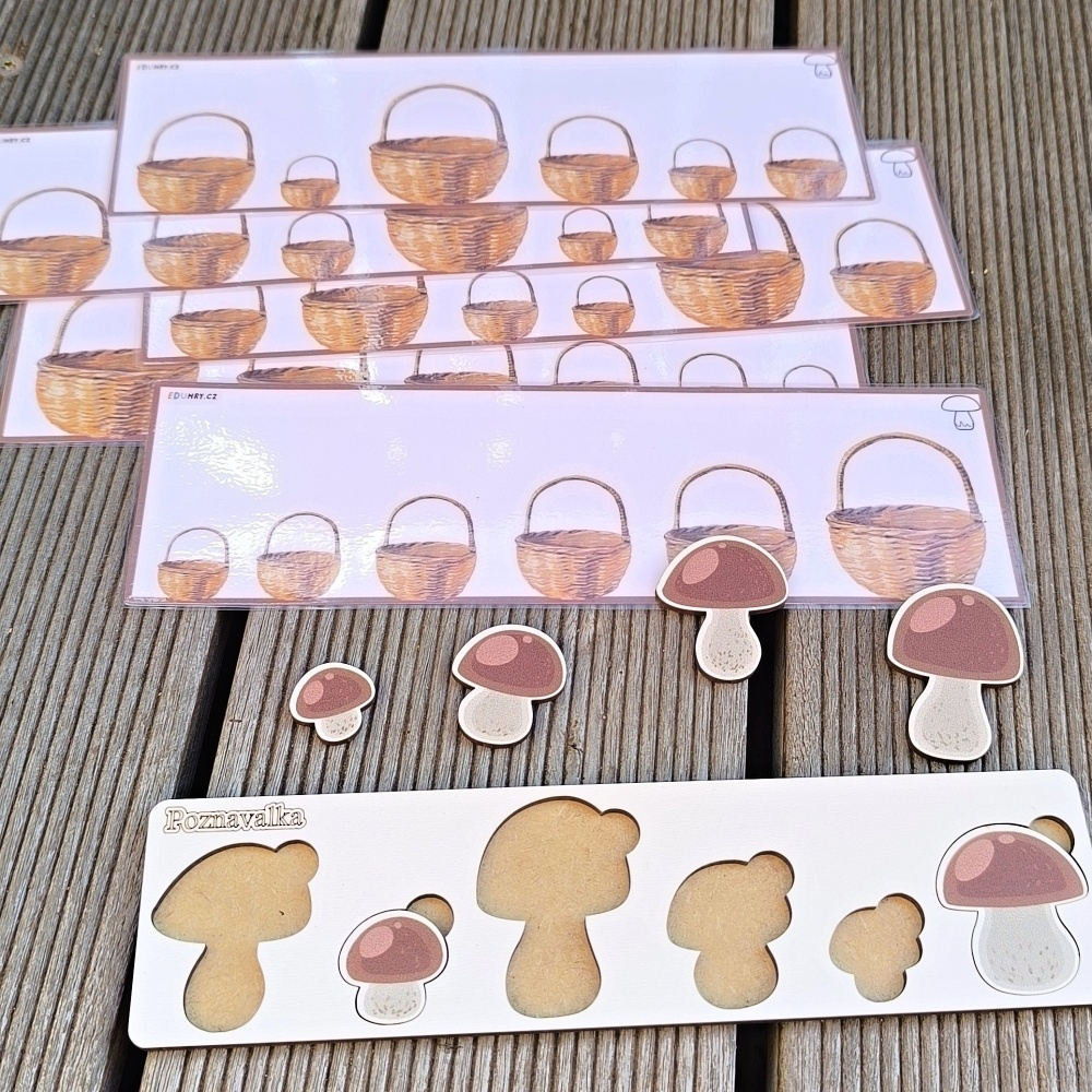 Aktivity Hříbky podzim - velikosti skládání kartičky předškoláci-3